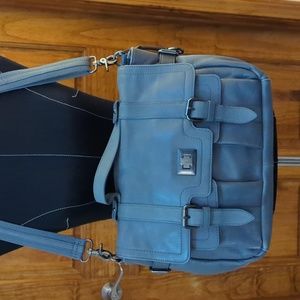 Audrey Brooke Grey Leather Satchel